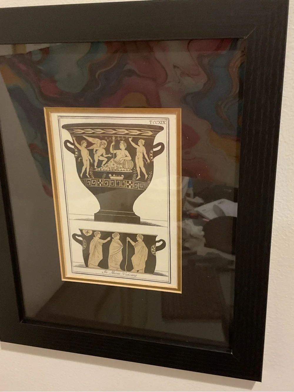 Pottery Barn 11.5” x 9.5” Wall Art Greek Vase Poster Framed
